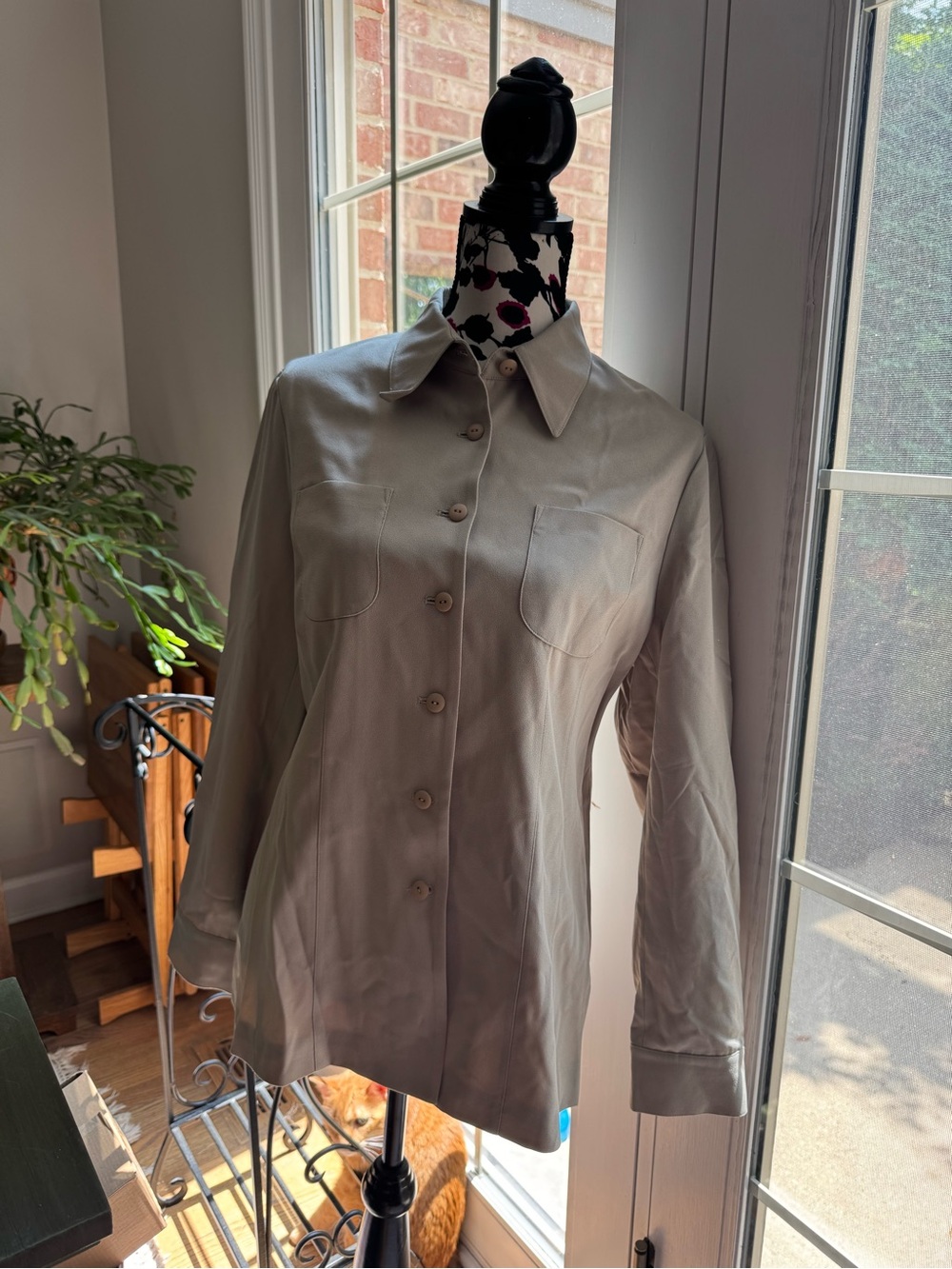 Sigrid Olsen Neutral Tan Button-Front Jacket